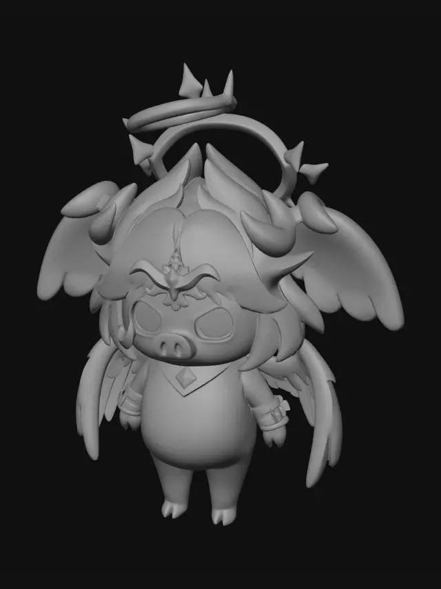 3D model for Winged Angel Pig Character Sheet