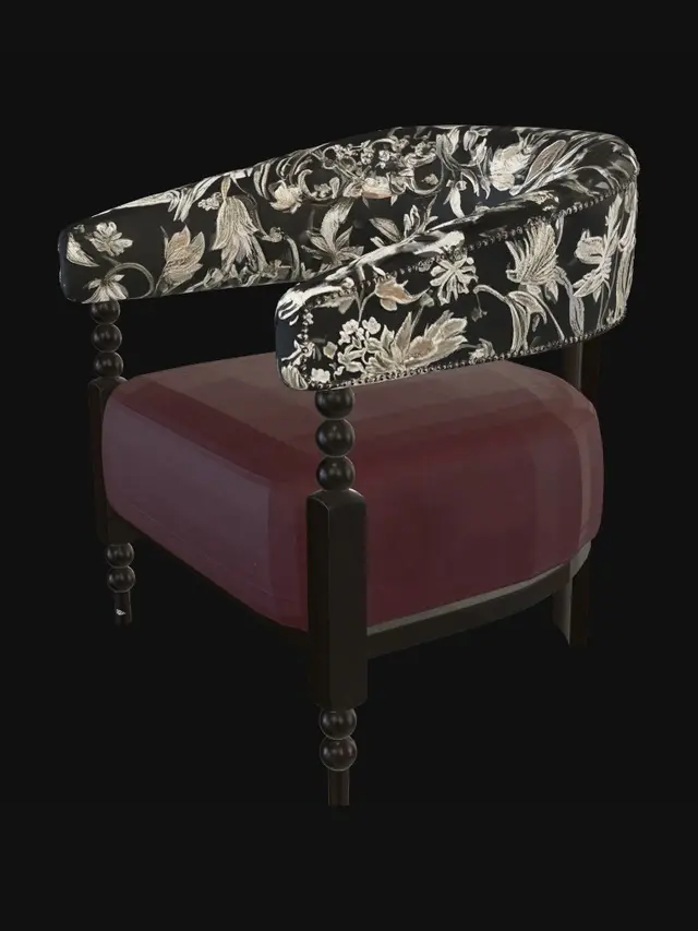 3D model for Floral Velvet Armchair