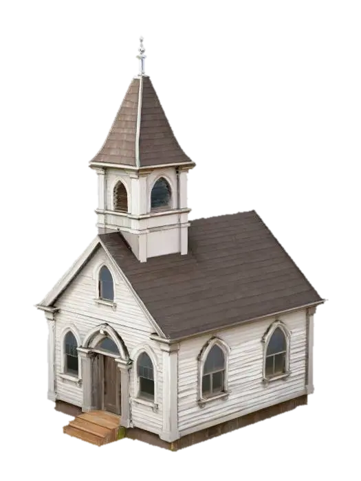 Country Chapel 3D model, vytvořený pomocí AI