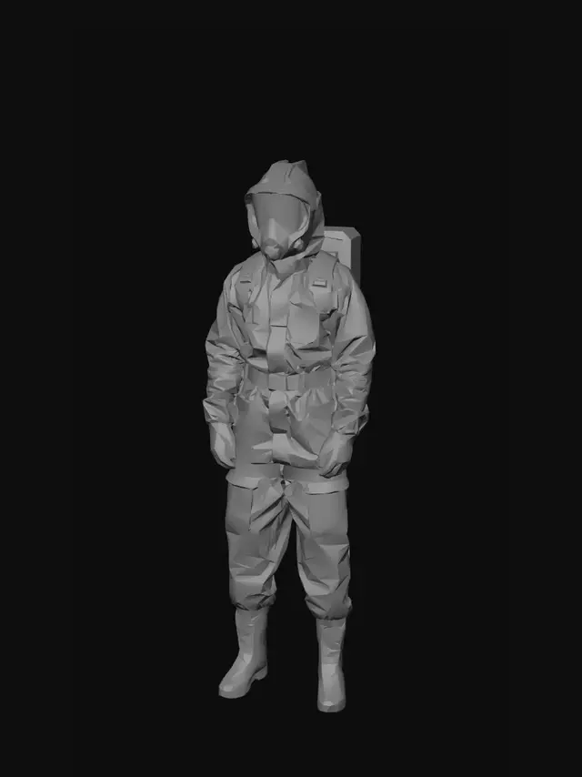 3D model for A model of a person wearing hazmat max for toxic gas or pollution.