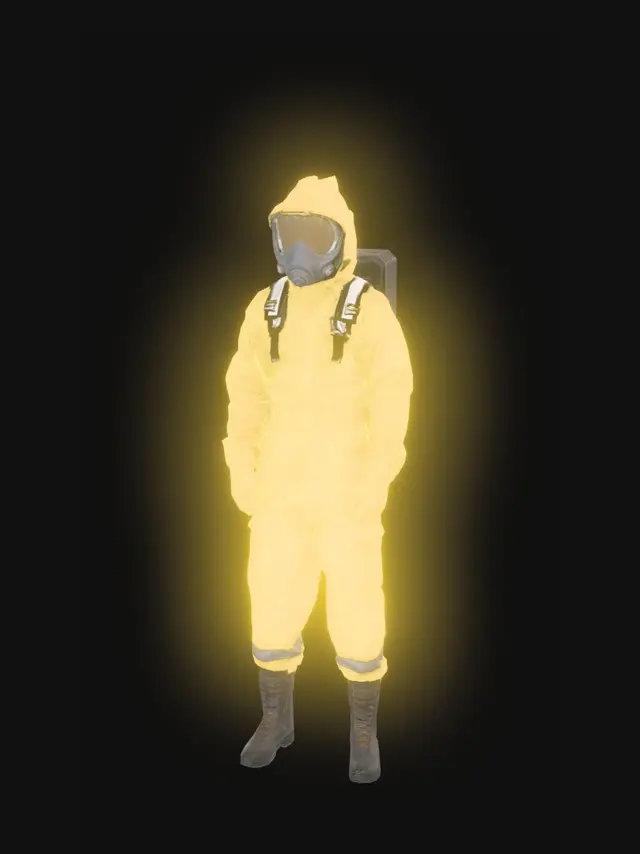 3D model for A model of a person wearing hazmat max for toxic gas or pollution.