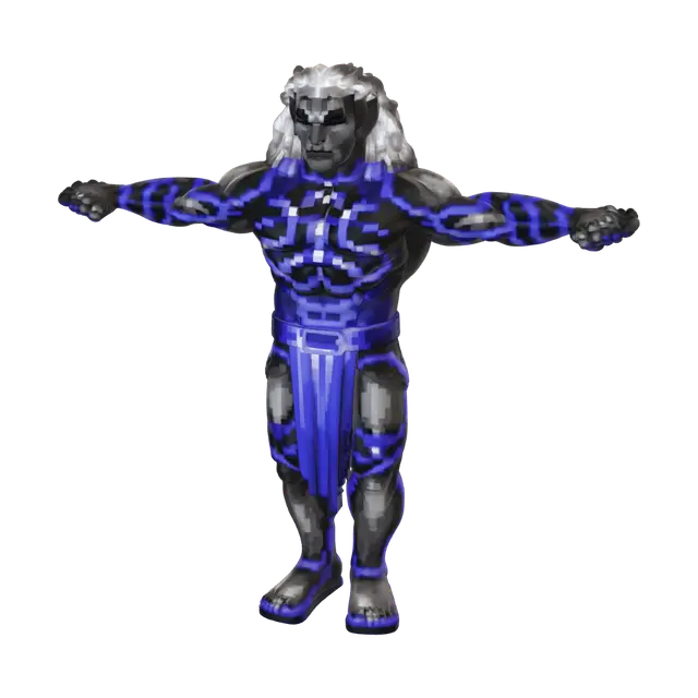 Azure Warlord - Armorset 3D model, vytvořený pomocí AI