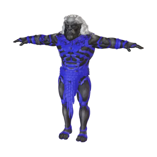 Azure Warlord - Armorset 3D model, vytvořený pomocí AI