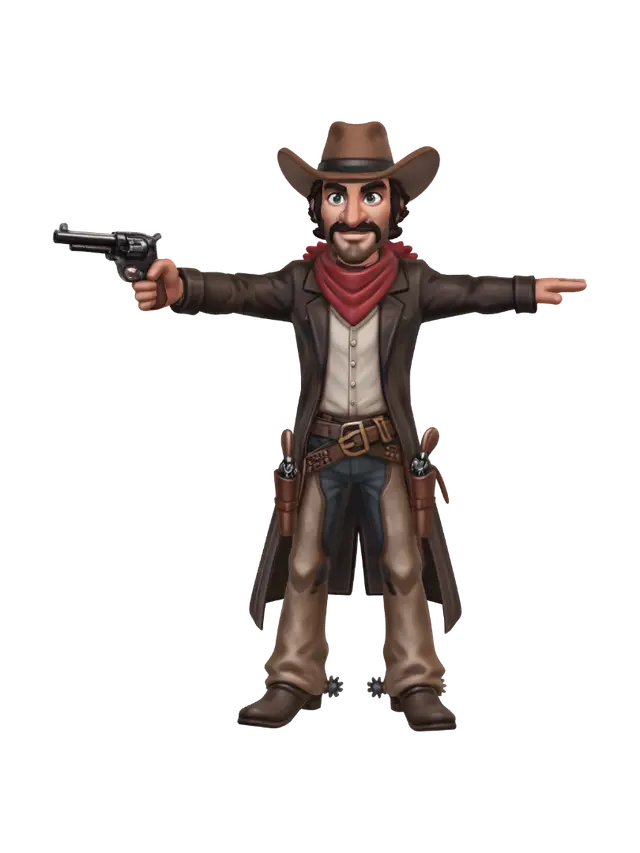 3D model for Red Scarf Gunslinger