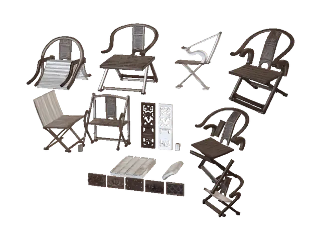 Sri Lankan Katayam Chair - Traditional Folding Armchair 3D model, vytvořený pomocí AI