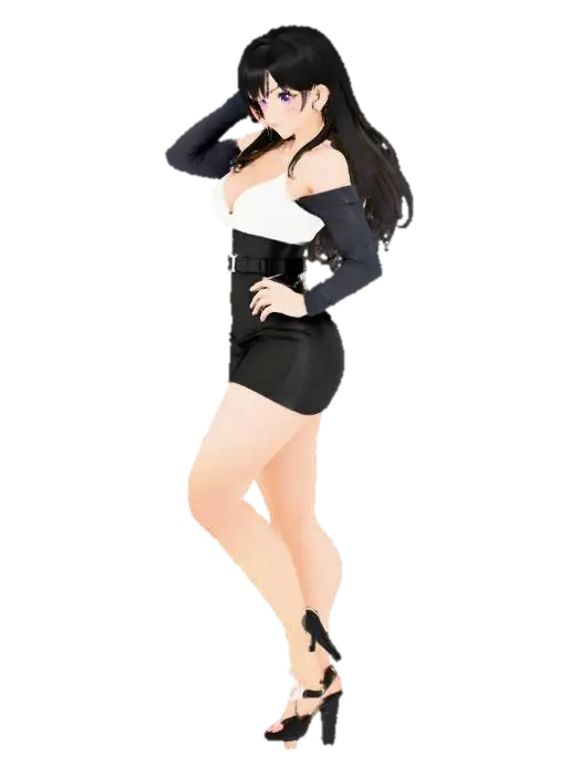 Elegant Evening - Characterplayer 3D model, vytvořený pomocí AI