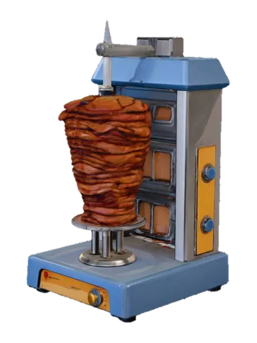 Kebab Machine Artistry - Commercial 3D model, vytvořený pomocí AI