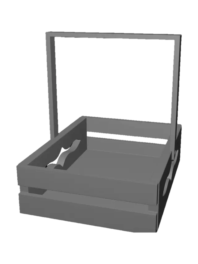 3D model for Wooden crate with heart cutouts
