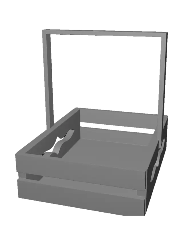 3D model for Wooden crate with heart cutouts