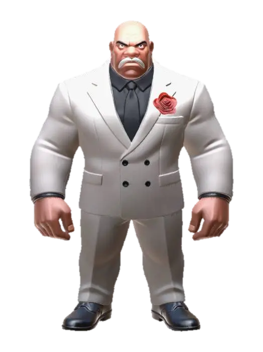 Grey Suited Enforcer 3D model, vytvořený pomocí AI