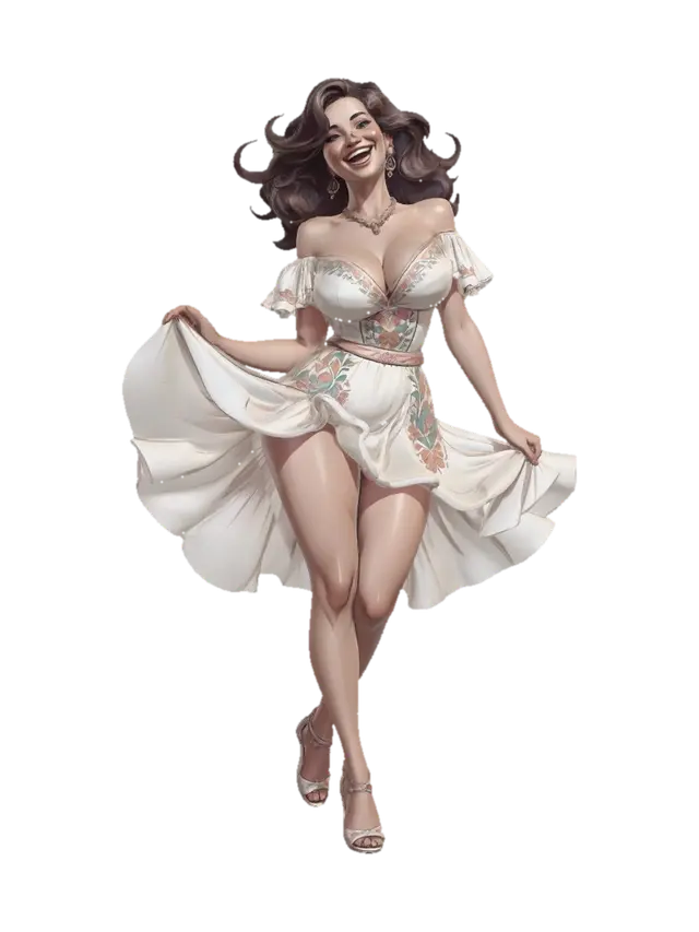 Floral Embroidered White Dress - Happy 3D model, vytvořený pomocí AI