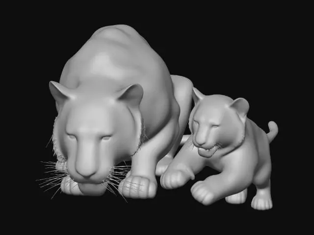 3D model for Tiger and Cub on the Prowl