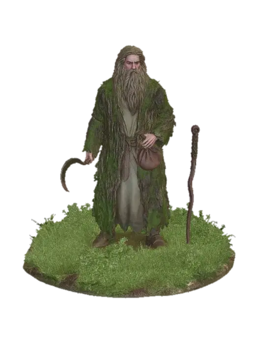 Mosscloak Hermit 3D model, AI generated
