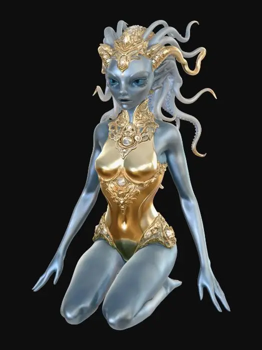 3D model for real, Alien, weiblich, gross, schlank, humanoid