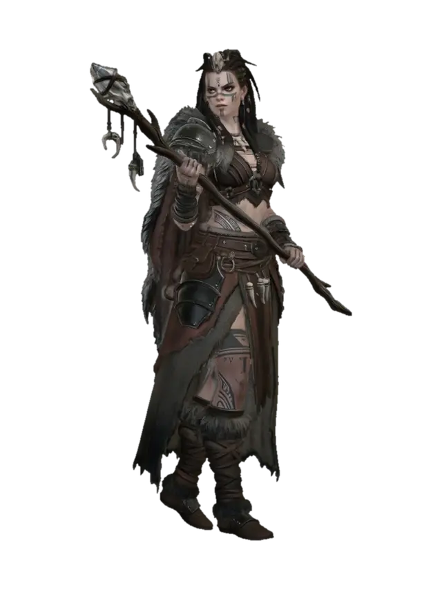 Bonebound Shaman 3D model, vytvořený pomocí AI