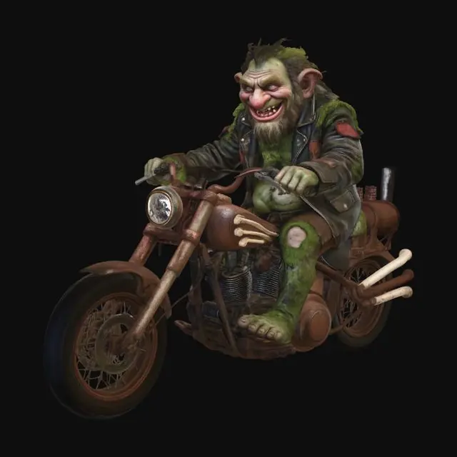 3D model for Fjord Troll on a Rusty Motorcycle