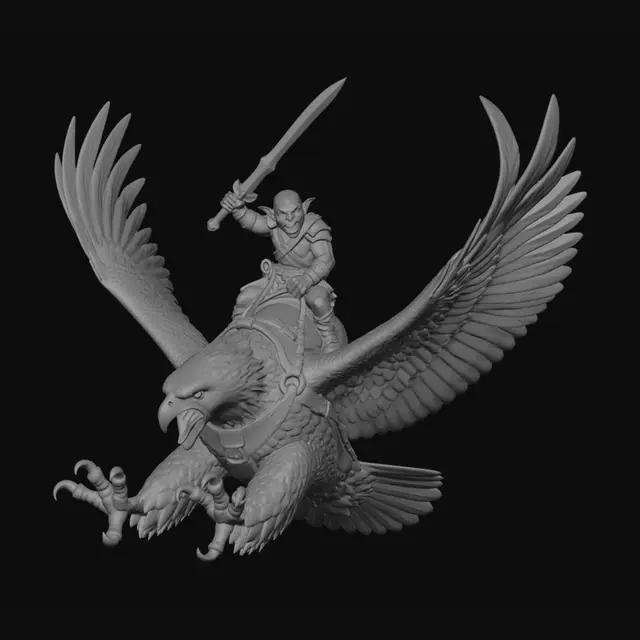 3D model for Goblin Knight on a Giant Eagle