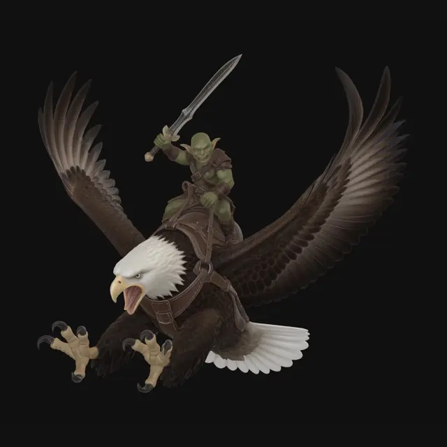 3D model for Goblin Knight on a Giant Eagle