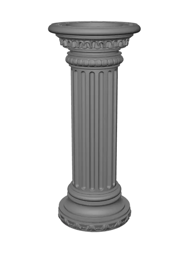 3D model for Create a roman/greek style pedestal to hold a figurine. It must be 6 inches tall and hollowed out at the top 3"L x 3"W x 1.5"H to hold a recessed led light. The top of the pedestal should be circular and about 5.5" wide.