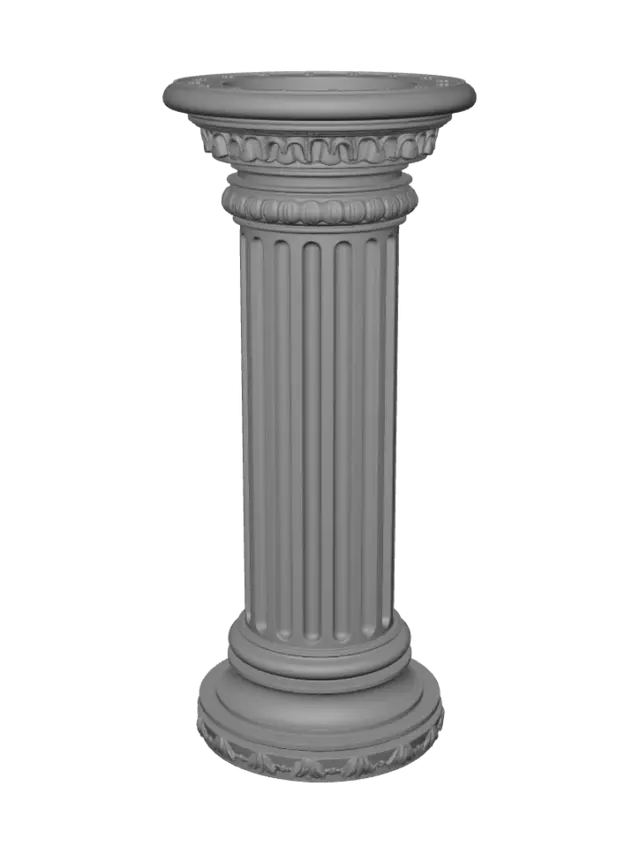 3D model for Create a roman/greek style pedestal to hold a figurine. It must be 6 inches tall and hollowed out at the top 3"L x 3"W x 1.5"H to hold a recessed led light. The top of the pedestal should be circular and about 5.5" wide.