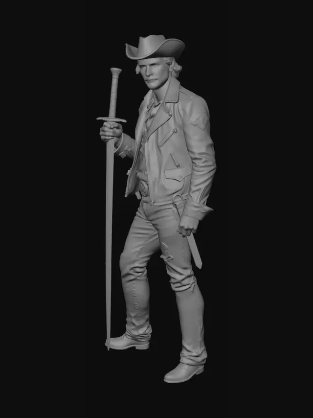 3D model for Создай модель байкера, похожего на Арамиса из советского фильма Д'артаньян и три мушкетера.
