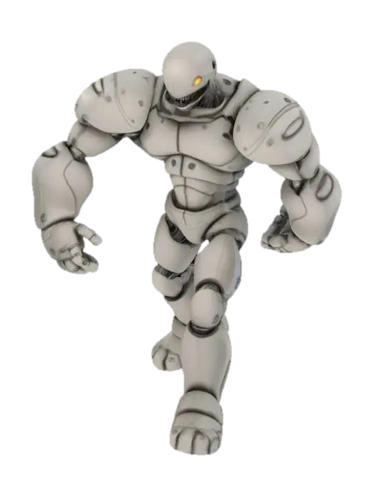 Model 3D 3D render, a giant, smooth, matte grey humanoid figure composed of simple cylindrical… - Posed, dijana oleh AI