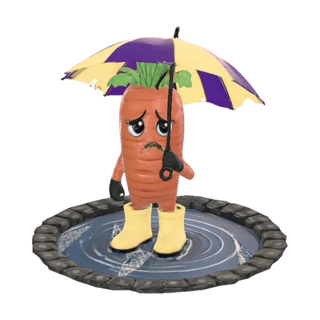 Rainy Day Carrot - Umbrella 3D model, vytvořený pomocí AI