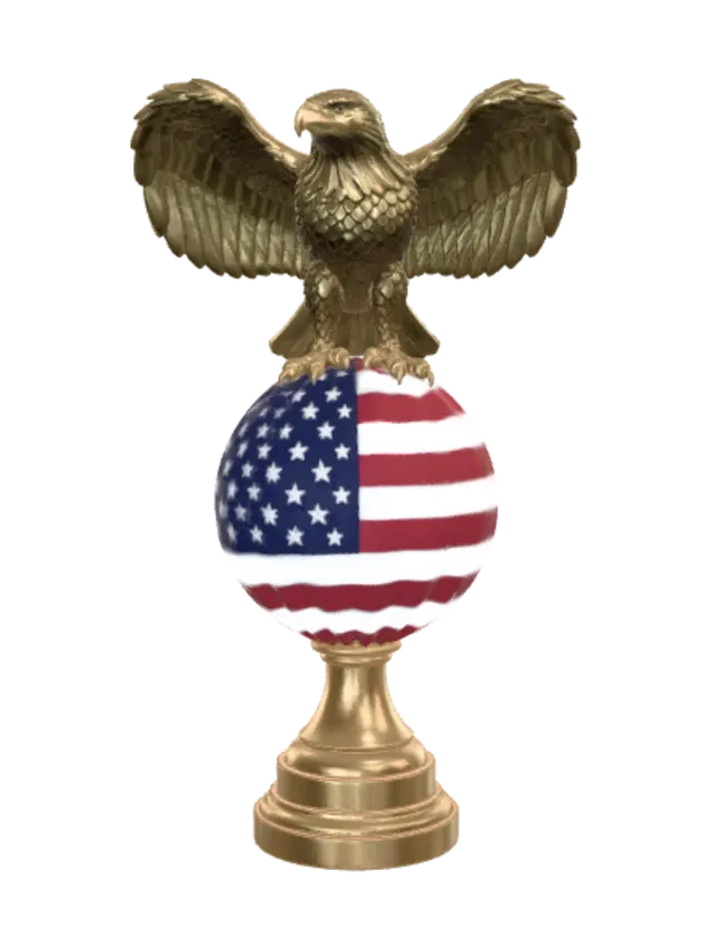 3D model for Eagle American flag on a trophy, ultra realistic textures, 8k