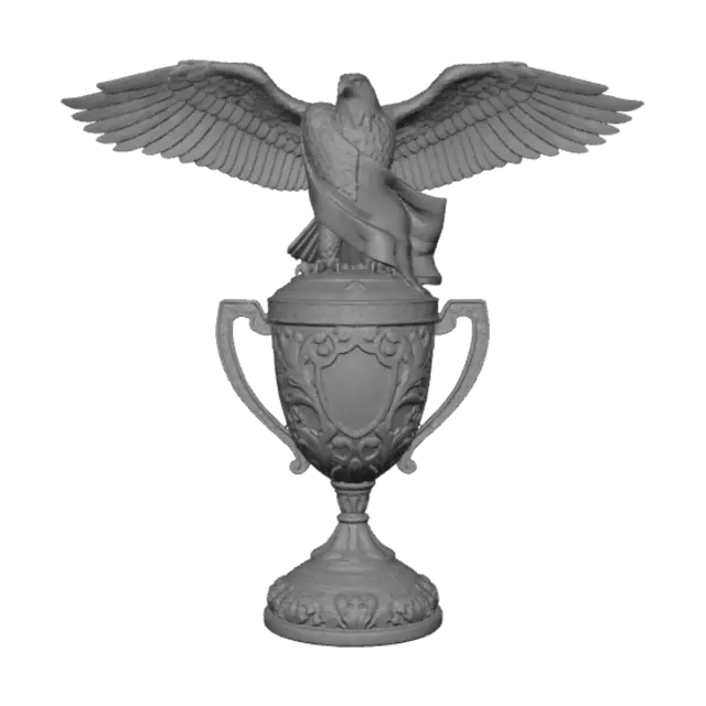 3D model for Eagle American flag on top of a gold trophy, ultra realistic baroque textures, 8k