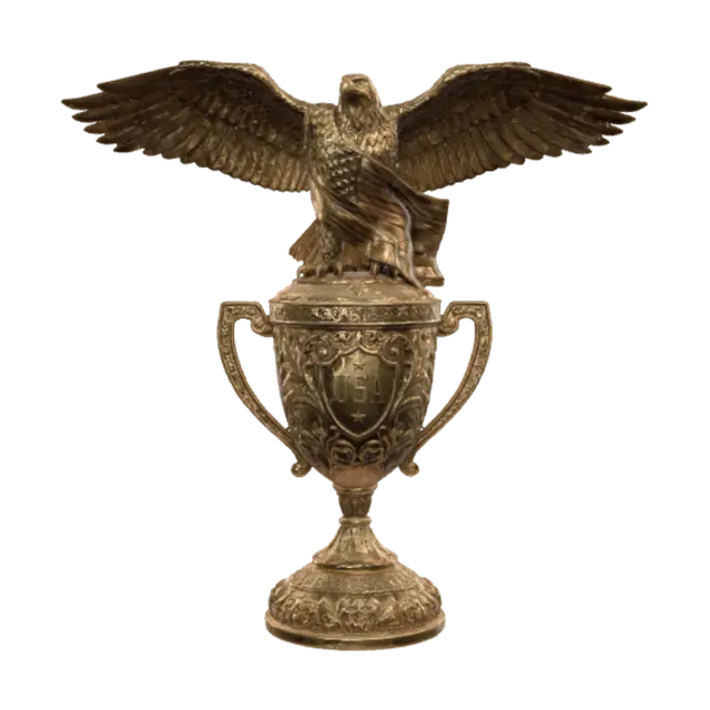 3D model for Eagle American flag on top of a gold trophy, ultra realistic baroque textures, 8k