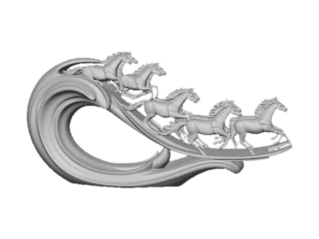 3D model for Five Golden Horses on a Wave