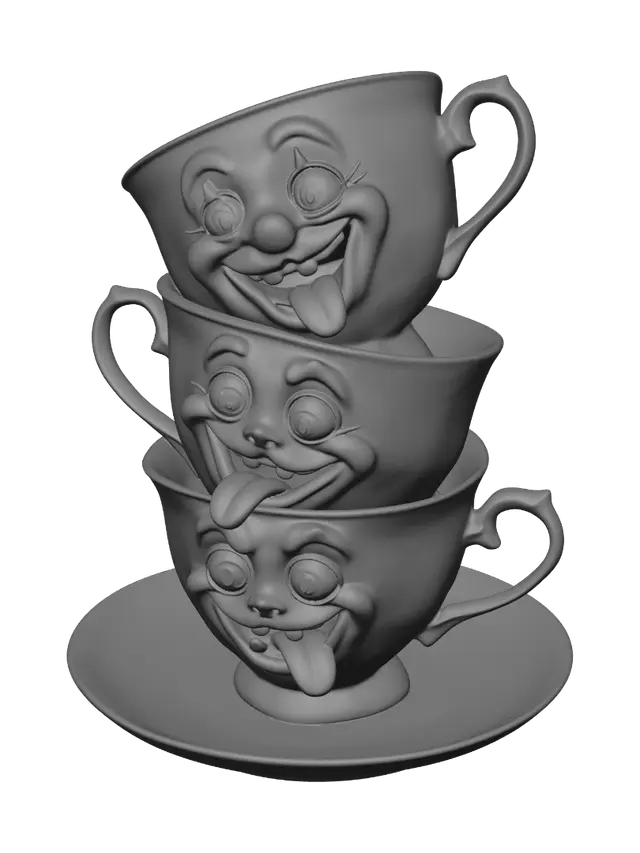 3D model for Three Smiling Teacups