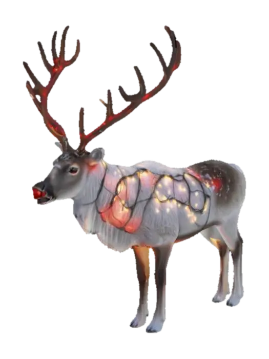 [Norway] Realistic Arctic Reindeer, with a glowing Red Nose, standing in the snow, with…-3D-modell, genererad av AI