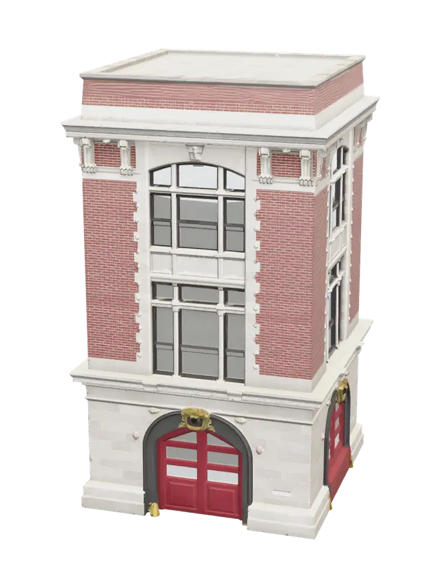 Ornate Ghostbusters Firehouse 3D model, vytvořený pomocí AI
