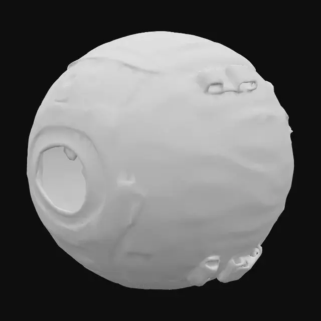 3D model for Personal Rescue Enclosure, Space rescue ball. Made of flexible fabric material like kevlar with a small viewport and a zipper to allow the astronaut to enter and exit the ball