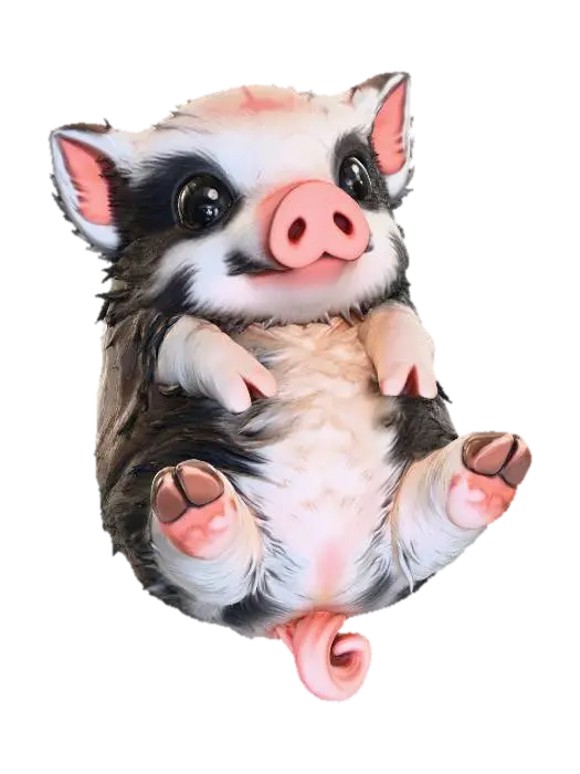 Fluffy Piglet - Pig 3D model, vytvořený pomocí AI