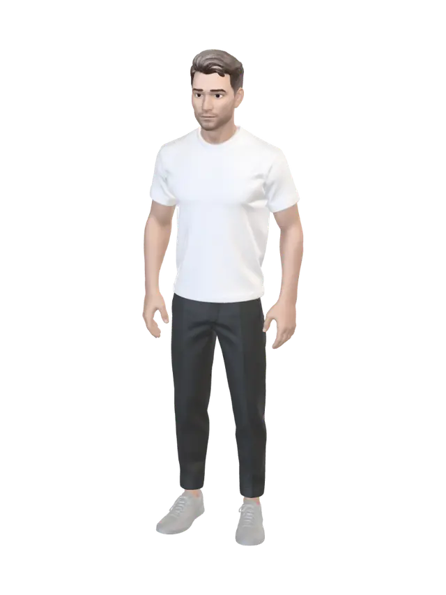 3D model for Casual Avatar in White Tee