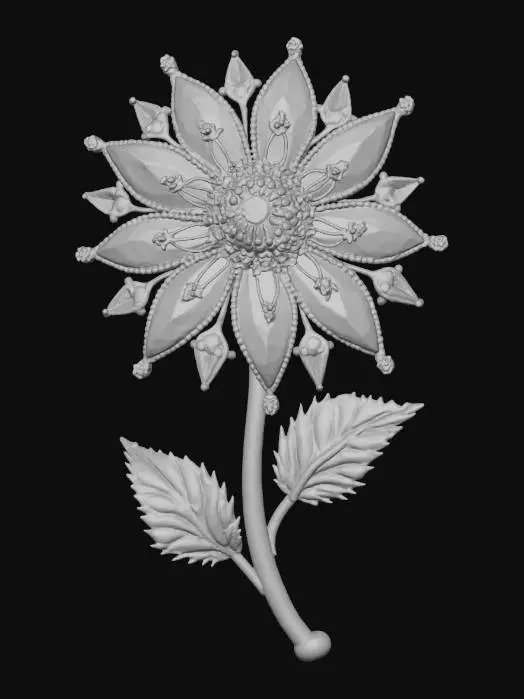 3D model for highly detailed, photorealistic jeweled flower