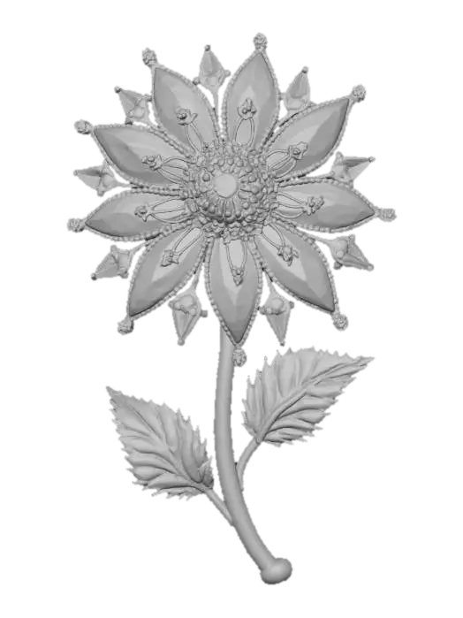 3D model for highly detailed, photorealistic jeweled flower