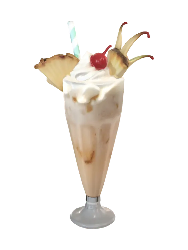3D model for highly detailed, realistic, pina colada in a glass