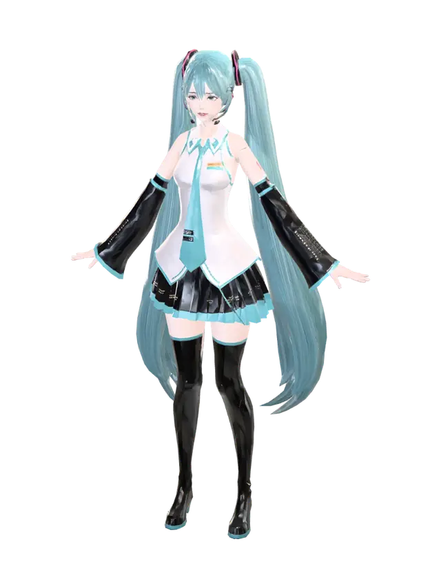 Turquoise Diva - Hatsunemiku 3D model, vytvořený pomocí AI