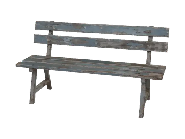 Regular bench, worn out colors, neutral lighting - Benches 3D model, vytvořený pomocí AI
