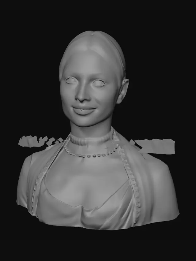 3D model for Regal Red Attire and Gold Necklace