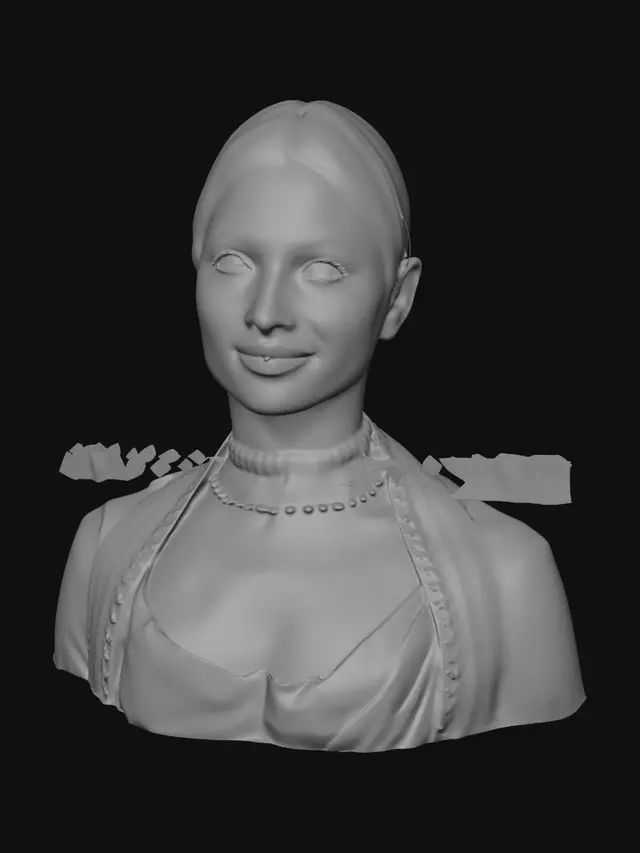 3D model for Regal Red Attire and Gold Necklace