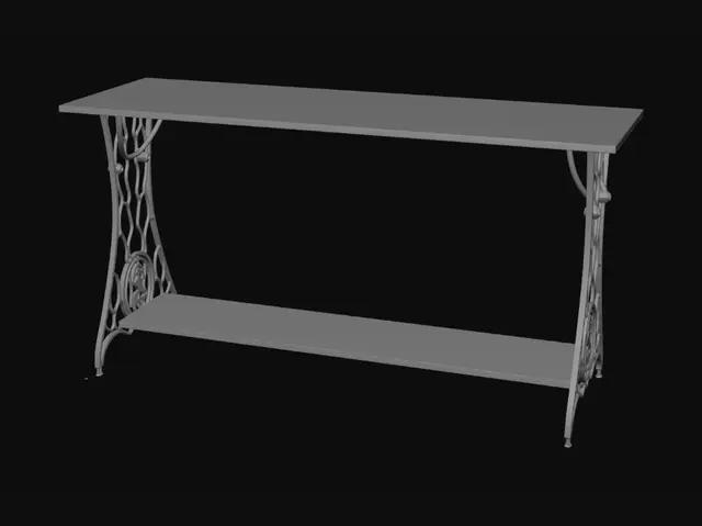 3D model for Rustic Wood and Iron Console Table