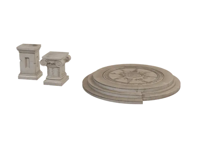 3D model for Classical Stone Pedestals and Tiered Circular Platform