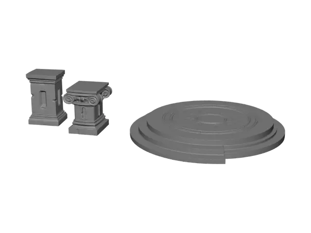 3D model for Classical Stone Pedestals and Tiered Circular Platform