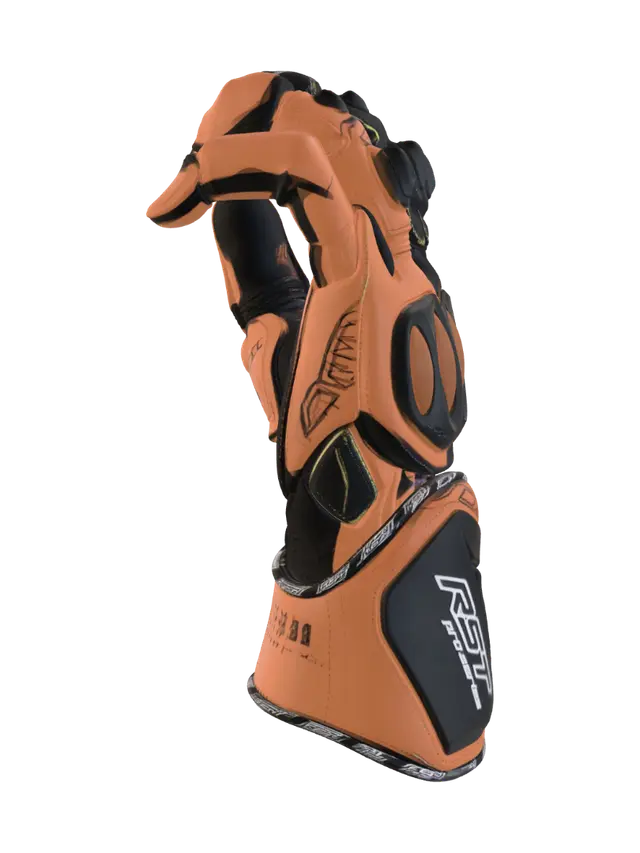 RST Pro Series Orange Motorcycle Glove 3D model, vytvořený pomocí AI