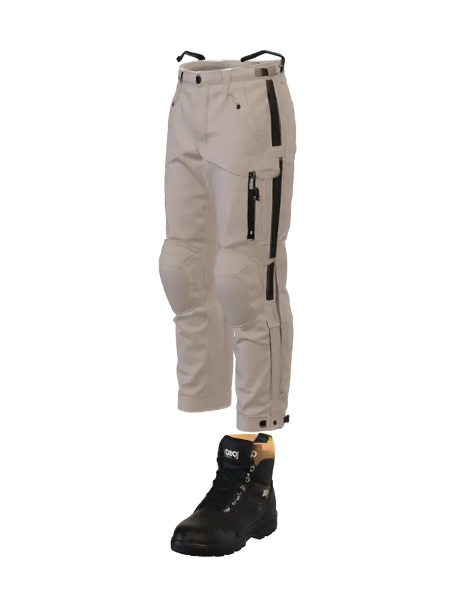 3D model for Beige tactical cargo pants with knee pads and black boots