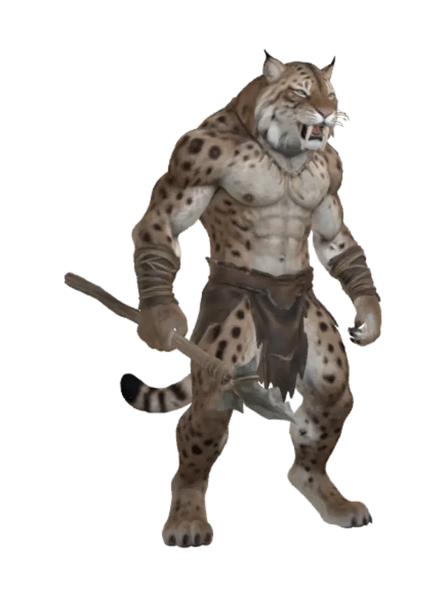 3D model for male,solo,fursona,prehistoric,sabertooth, muscular, large, loincloth, tail